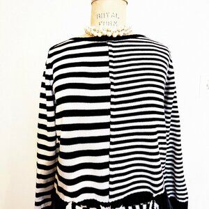 comme des garcons strip black white ribbon cotton sweater knit used vintage